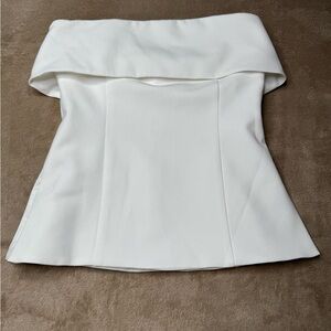 Babaton White Strapless Fold-Over Bodice Top